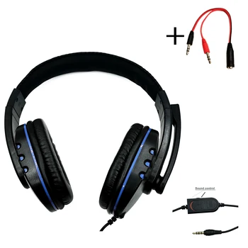 3,5 mm para Jogos com Fios de Fones de ouvido Jogo de Fone de ouvido com Cancelamento de Ruído do Fone de ouvido com Controle de Volume do Microfone para o PS4 Play Station 4 PC