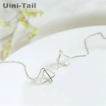 Uini Rabo-quente de nova prata 925 tridimensional simples triângulo longos brincos de moda tendência geométrica ouvido cadeia GN939