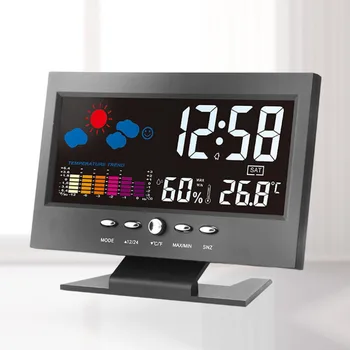 Eletrônica Digital LCD, Relógio de Mesa de Temperatura e Umidade Monitor Relógio do Higrómetro do Termômetro de Previsão do Tempo, Relógio de Mesa