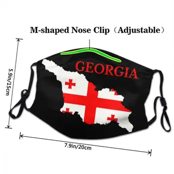 Geórgia Mapa do País de Bandeira Lavável Adultos Boca a Máscara facial Anti Névoa de Poeira Máscara de Tampa de Proteção do aparelho de respiração Boca-mufla