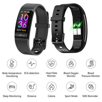 Smart Pulseira Pulseira de Fitness com Monitor de Pressão Arterial Impermeável frequência Cardíaca de Controle Remoto Smartwatch Para IOS Android
