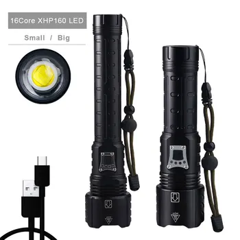 LED Recarregável Tática Lanterna Zoomable Impermeável Tocha Lanterna de Acampamento Poderoso, luzes, Flash, XHP100 XHP90 XHP120 XHP160