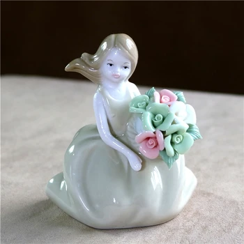 Porcelana Floral Menina Estatueta De Cerâmica Beleza Lass Em Miniatura Sala De Enfeite Decoração, Artesanato Knickknack Presente E Do Mobiliário De