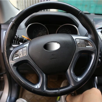CHURRASCO@FUKA 2 PCS Carro Cobertura de Volante Guarnição de Interiores de Fibra de Carbono Estilo de Ajuste Para o Hyundai IX35 2010 2011 2012 2013