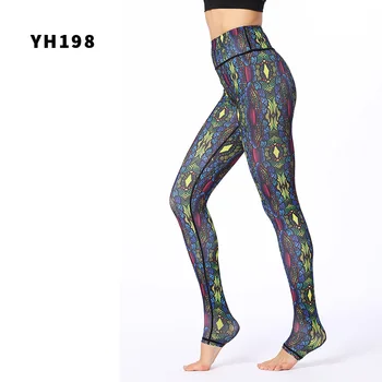 Trecho de impressão calças de yoga para mulheres de cintura alta de fitness, leggings para mulheres desporto, calças com bolsos para a execução de vestir calças slim