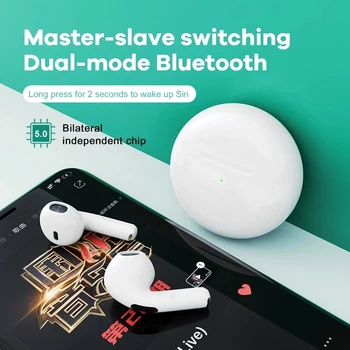 Mini 6 Fones De Ouvido Bluetooth Estéreo Sem Fio Verdadeiro Fone De Ouvido Fones De Ouvido Em Ouvido Toque De Cancelamento De Ruído Fones De Esportes