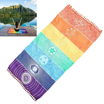150x150cm/75cm antiderrapante Tapetes de Yoga Fitness Bohemia Mandala arco-íris Yoga Cobertor de Algodão Tapeçaria Toalha de Praia Camping Tapete de Piquenique