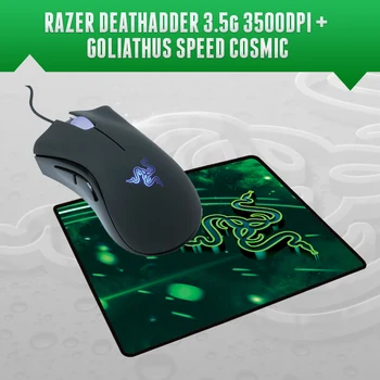 Razer Deathadder 3500 DPI Mouse para Jogos + Razer Goliathus Speed Cósmica Edição Mousepad 270 mm x 215 mm x 3mm, Frete Grátis