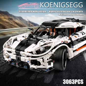 Molde Rei Técnico Koenigsegged Esportes Super Carro de Corrida Cidade Modelo Racer MOC 4789 Carro de Corrida Blocos de Construção Tijolos Brinquedos