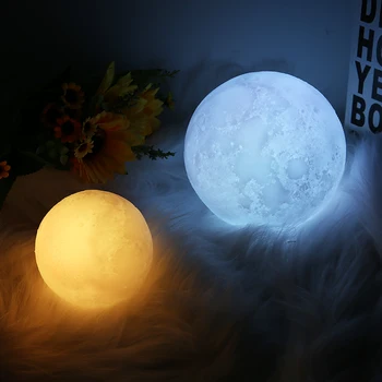 Luz de lua de Impressão 3D Lua Globo Lâmpada 3D Brilhante Lua Lâmpada 8/15cm 7/16 a Mudança das Cores da Noite do DIODO emissor de Luz Mesa de Cabeceira, Candeeiro de Mesa