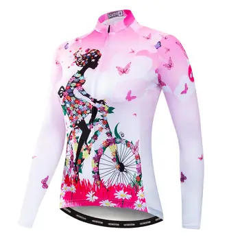Mulheres Primavera, Outono de Ciclismo Jersey de Manga comprida Mulheres Exterior Vestuário Bike de BTT Ropa ciclismo Seca Rápido, Menina de Bicicleta Roupas
