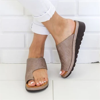 COZULMA Mulheres Confortável Simples Sapatos Televisão Plataforma Senhoras Casual Dedo Grande do Pé Sandálias Ortopédicas Joanete Corretor de Flip-Flops