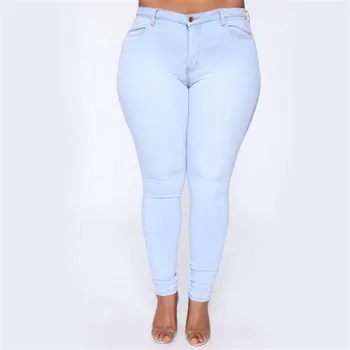Plugalong calças de Brim das Mulheres Skinny de Cintura Alta Bolsos Lápis Calça Casual Azul Streetwear Estética Jean Baggy Jeans de Senhoras de Calças