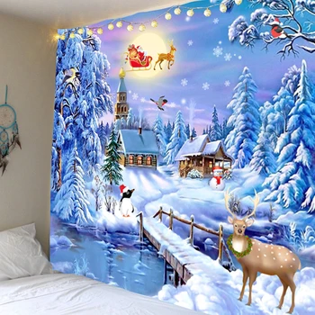 Natal tapeçaria de parede de Natal, decoração de Natal do castelo de impressão de tamanho grande, tapeçaria