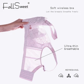 FallSweet Renda Sutiãs para Mulheres Ultra Fino Minimzer Sutiã C D E Copa Plus Size Brassiere sem Fio Bralette