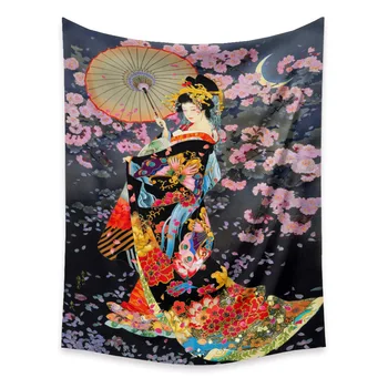 Gueixa Japonesa Tradicional Traje De Tapeçaria Pendurada Na Parede Decoração De Estilo Japonês, Mulheres, Casa, Decoração Tapeçaria De Parede, Tecido