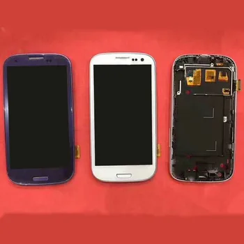 Para Samsung Galaxy S3 i9300 Tela LCD Touch screen Digitador Home Botton Montagem Completa com moldura Moldura Para samsung S III LCD