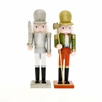 2pieces/monte 23cm de Natal, Figuras de Madeira de artesanato soldado quebra-nozes de Natal em Casa deocration brilhante quebra-nozes