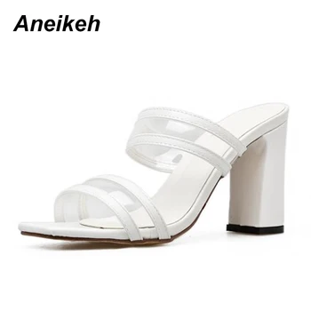 Aneikeh Sexy Mulheres Chinelos de quarto Clássico Rebanho de Espessura, Com Calcanhar de Mulheres de Salto Alto Verão chinelos Sapatos Desgaste quotidiano Ou ao ar livre