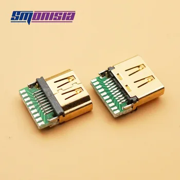 Smonisia 10PCS HDMI compatível com Um Tipo de Placa do PWB de Fios de ligação de Selos HD HDMI compatível com o Soquete do Conector Fêmea de Ensaio da Sede