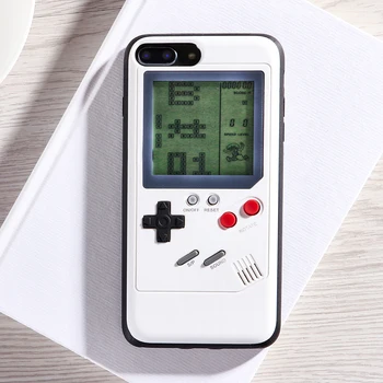 Clássico Gameboy Caso de Telefone com Tetris de Console de jogos para o iPhone da Apple X 8/7/6s Mais Macio TPU Protetora Tampa Traseira Folga