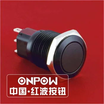 ONPOW 16mm à prova d'água IP65 Momentânea Sem fixação Preto-latão niquelado Anti-vandalismo Interruptor de Botão de pressão (GQ16-KF-11/J/A) CE,ROHS