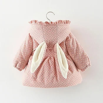 2019 Recém-nascidos roupas de menina floral com capuz algodão acolchoado jaqueta de agasalho para 1 ano de aniversário do bebê roupa de roupas meninas casaco