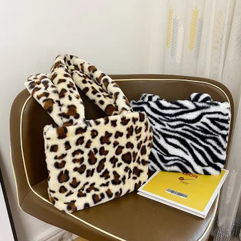 De inverno, moda de nova ita saco de ombro fêmea de leopardo fêmea cadeia de saco grande de pelúcia inverno bolsa Messenger bag suaves peles saco