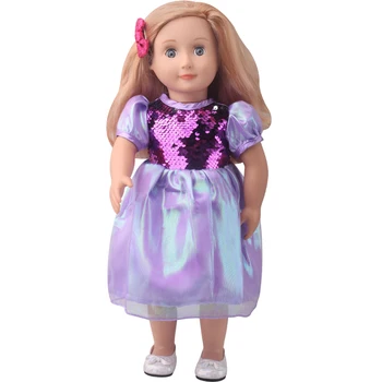 18-polegadas Meninas vestido da boneca Princesa Bolha Brilhante vestido cheio de ajuste 40-43 cm bebê, bonecas da boneca Americana roupas Brinquedos de Presente c876