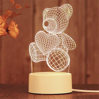 Presente do Dia dos namorados 3D Criativo Lâmpada LED Urso Noite de Luz, Lâmpada da Tabela do Amor Romântico Festa de Casamento Decoração da Casa Decorativa