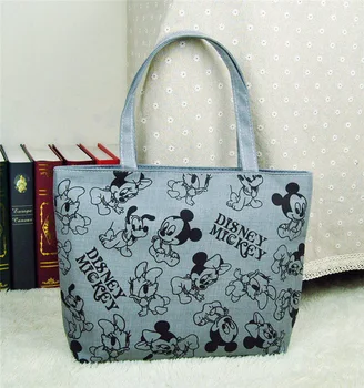 A Disney do Mickey mouse da bolsa de Alta capacidade de desenhos animados de Lona Tote Bag shopper bag para fazer compras com a Mamãe fralda saco de armazenamento totes