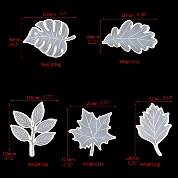 5Pcs Deixa Montanha-russa de Resina de Silicone Molde Tropical Maple Leaf de Resina de Fundição de Molde de Resina de Fundição de Arte Concreta Artesanato