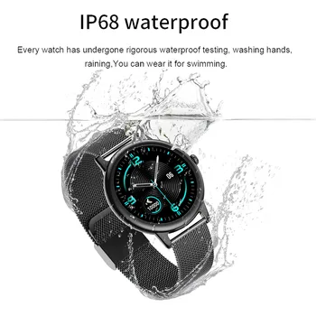 Novo E1-0 Completo com Tela de Toque Inteligente Assistir a Mulher IP68 Impermeável Bluetooth Smartwatch Monitor de frequência Cardíaca de Sangue Para Android IOS
