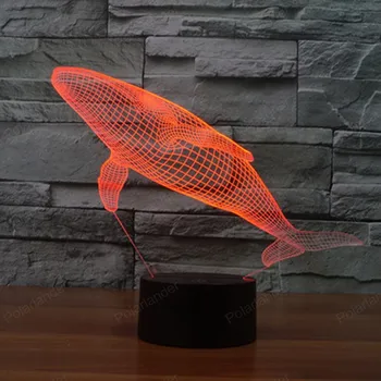 3D a Luz da Noite Baleia Animal Lâmpada de Mesa LED USB Eletrônico de Decoração para Casa dormir com luzes interruptor do Toque