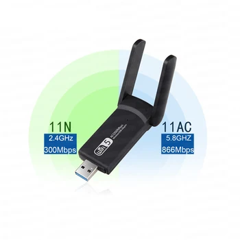 USB 3.0 1200Mbps Adaptador de wi-Fi Dual de Banda de 5 ghz 2.4 Ghz 802.11 AC RTL8812BU Antena Wifi Dongle Placa de Rede Para o Portátil da área de Trabalho Novo
