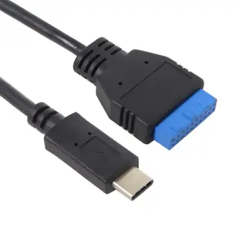 USB 3.1 Tipo C-USB-C Fêmea Única Porta para USB 3.0, placa-Mãe 19pin ao Cabeçalho de Cabo de 40cm