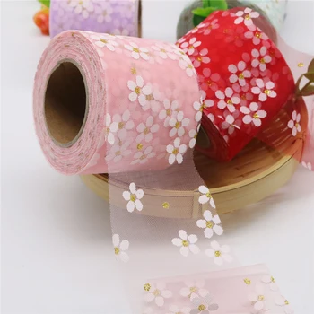 25Yards 6cm Pequena Daisy Tule Confetes de Tule Brilho de Cozimento do Bolo Topper Tutu Arco Suave Squine Tule do DIY de Casamento Aniversário de Abastecimento