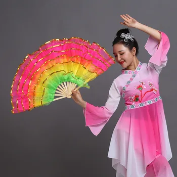 Chinês Estilo Cristão de Dança Fã Cinco Camadas de Fios de Mão leques de Casamento Decoração da Casa do Artesanato de Presente