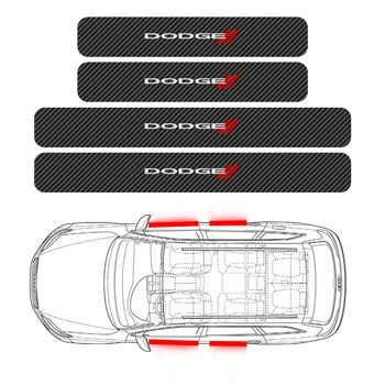 4PCS Estilo Carro Carro Soleira da Porta de Fibra de Carbono, Proteção Anti-risco Adesivo Para Dodge SXT Challenger RAM Carregador Calibre de Dardo