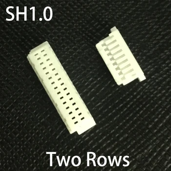 SH1.0 1.0 mm passo 2*6P 2x6P 2*8P 2x8P 2*10P 2x10P 12 16 20 Pinos Duplo Linhas Concha de Plástico Plugue Fêmea Conector de Fios de Habitação