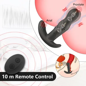 360 Graus De Rotação Vibrador Plug Anal Em Silicone Masculino Massageador De Próstata Plug Anal Ânus Vibração Brinquedo Do Sexo Para Homens Ponto G Estimular