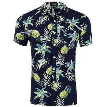2020 Verão de Novo Camisa de Manga Curta de Mens Camisas de Praia Havaiana Camisas de Algodão Casual Floral Camisas de Mens vestuário de Moda Masculina Shir