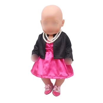 43 cm de baby dolls vestir um recém-nascido Magenta vestido + casaco preto brinquedos ajuste Americana de 18 polegadas Meninas de boneca f320