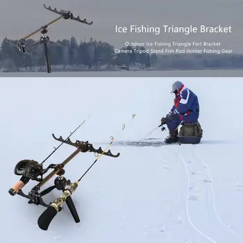 Gelo Do Inverno Vara De Pesca Triângulo Fort Suporte De Aço Inoxidável De Peixe Da Pole Suporte Para Câmera Tripé De Pesca