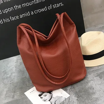 Novo saco de mulheres Pu macia de couro bolsa de ombro elegante retro saco de balde de mulheres do saco de mão