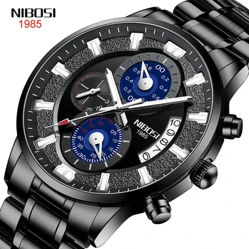 NIBOSI Relógios de homens de melhor Marca de Luxo de Negócios de aço Inoxidável, Impermeável Luminosa do Esporte Relógio Cronógrafo Relógio Masculino 2020