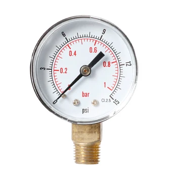 15psi 0-1bar Axial Calibre de Pressão para Combustível, Óleo Ou Água, Mini Baixo Calibre de Pressão Hidráulica Manômetro o Manômetro de Água