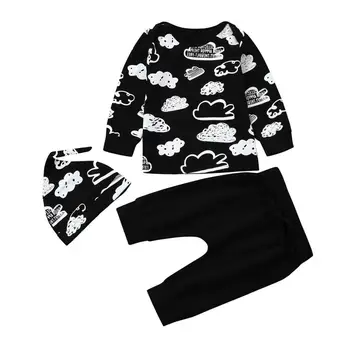 Recém-nascido Bebê Menina Menino Cloud Print T-Shirt Tops+Calças de Roupas Conjunto de Roupa bonito drop shipping nova marca de 8 de agosto