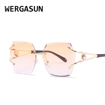 WERGASUN 2020 Mulheres Novos Óculos sem aro UV400 Marca de Designer de Alta Qualidade Gradiente de Óculos de Sol Feminino oculos