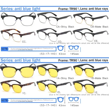 IVSTA TR90 Anti Azul Raios Computador Óculos Homens Jogos Semi Aro Moldura Óptica Espetáculo Miopia Leitura UV400 Lentes Transparentes